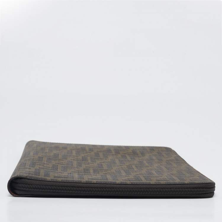 Pre Owned Fendi Tobacco Zucca Coated Canvas Documents Holder
