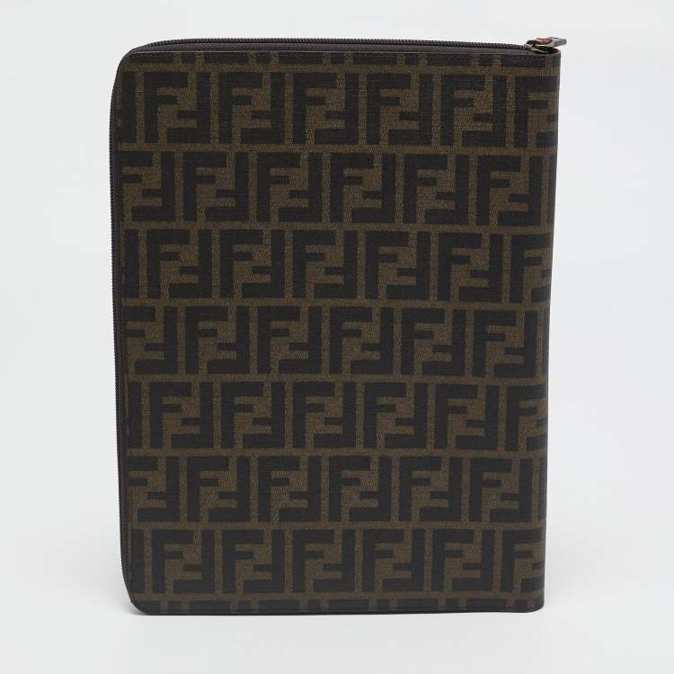 Pre Owned Fendi Tobacco Zucca Coated Canvas Documents Holder
