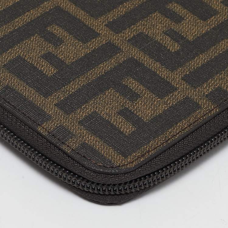 Pre Owned Fendi Tobacco Zucca Coated Canvas Documents Holder