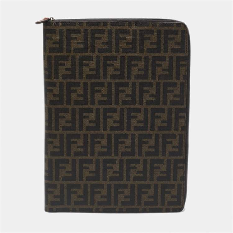 Pre Owned Fendi Tobacco Zucca Coated Canvas Documents Holder