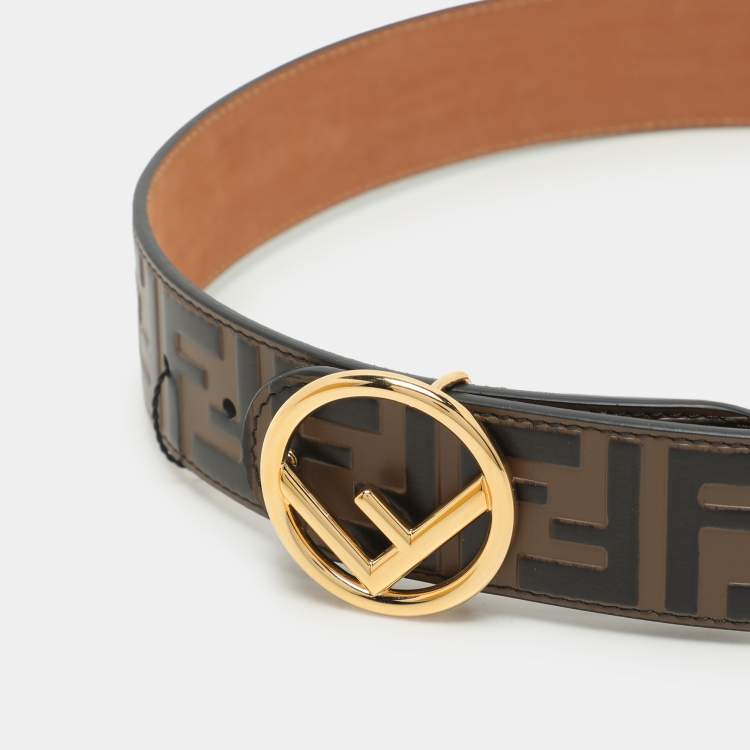 小物 FENDI Logo Zucca Pattern Belt Beige Fendi Black/Beige Leather and Zucca Canvas FF Logo Utility