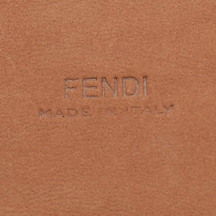 Pre Owned Fendi Brown Zucca Embossed Leather F Logo Round Buckle Belt 75CM