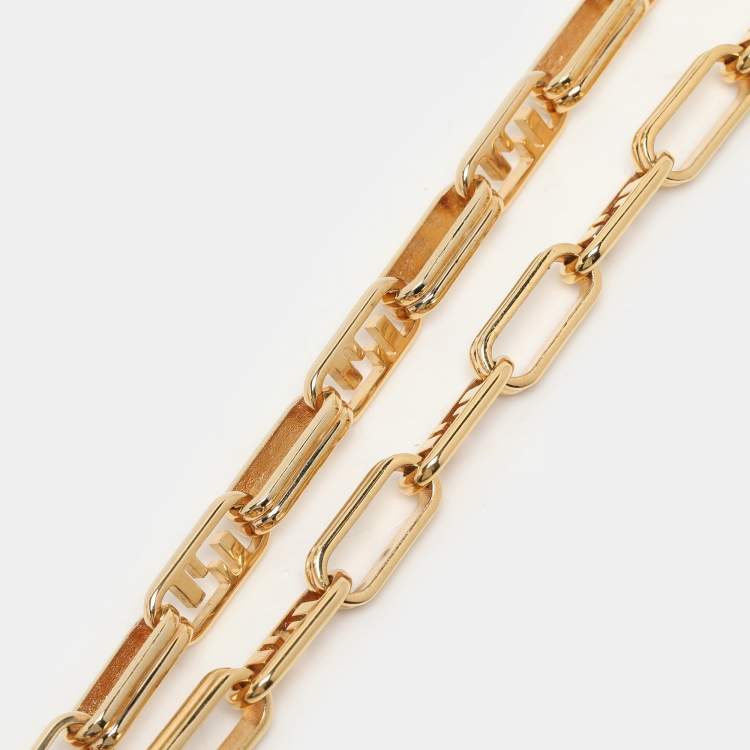 Pre Owned Fendi Gold Tone Metal Crystal Master Key Necklace