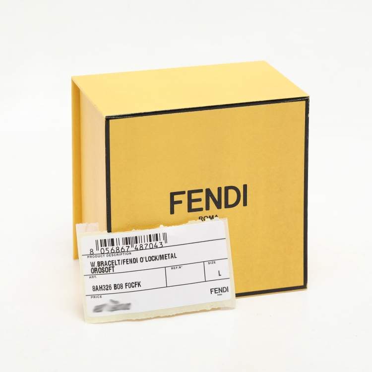 Pre Owned Fendi Gold Tone Metal Cut-Out FF Cuff Bracelet