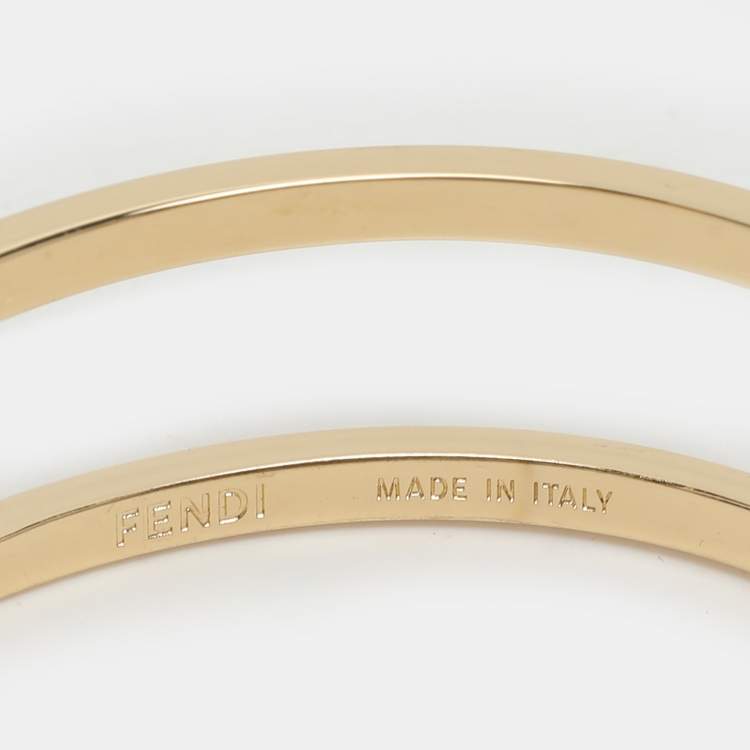 Pre Owned Fendi Gold Tone Metal Cut-Out FF Cuff Bracelet