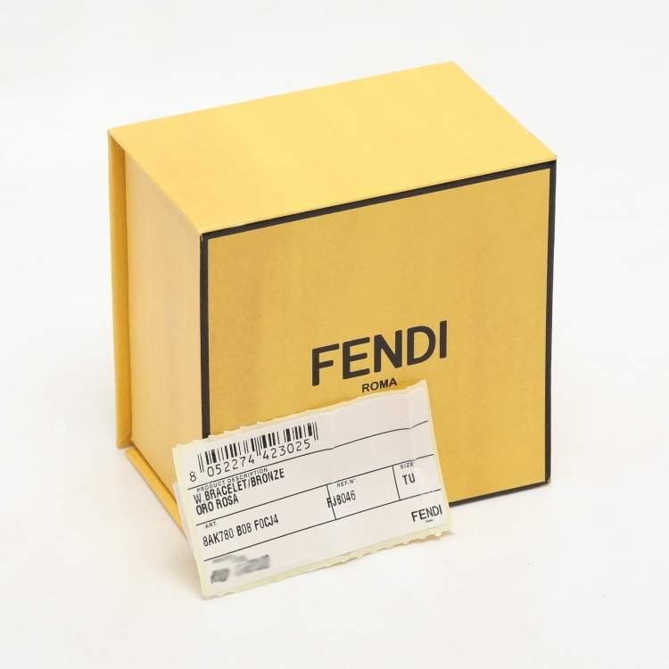 Pre Owned Fendi Rose Gold Metal FF Pendant Bracelet