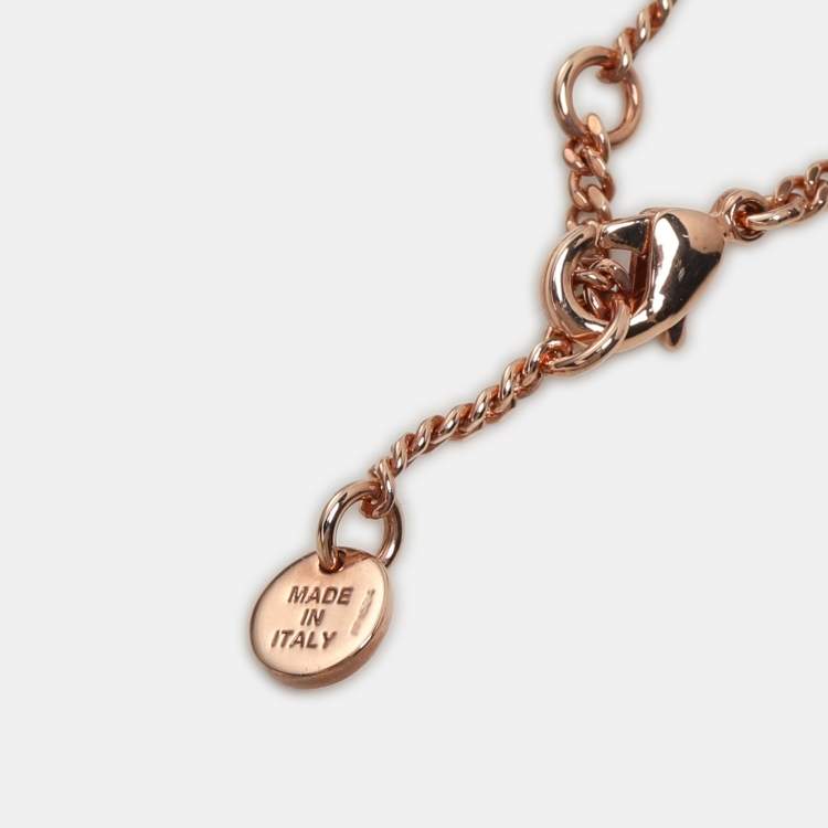 Pre Owned Fendi Rose Gold Metal FF Pendant Bracelet