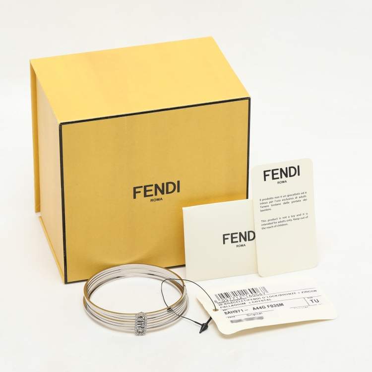 Pre Owned Fendi Palladium Crystal O'Clock Bangle Bracelet