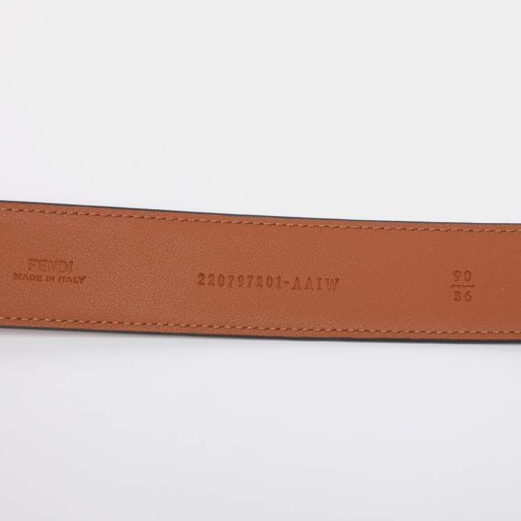 Pre Owned Fendi Black Leather FF Buckle Belt 90 CM