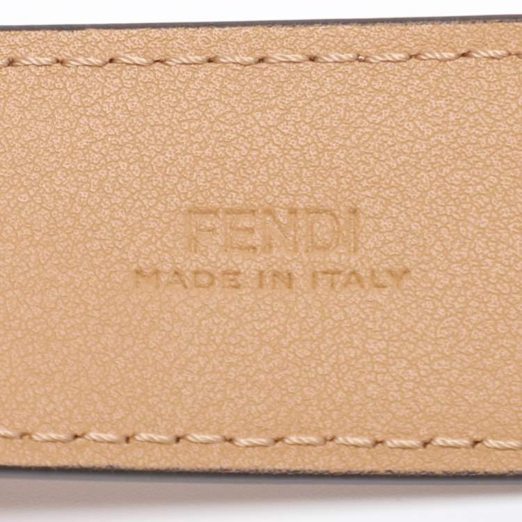 Pre Owned Fendi Beige Leather Fendigraphy Waist Belt 85CM