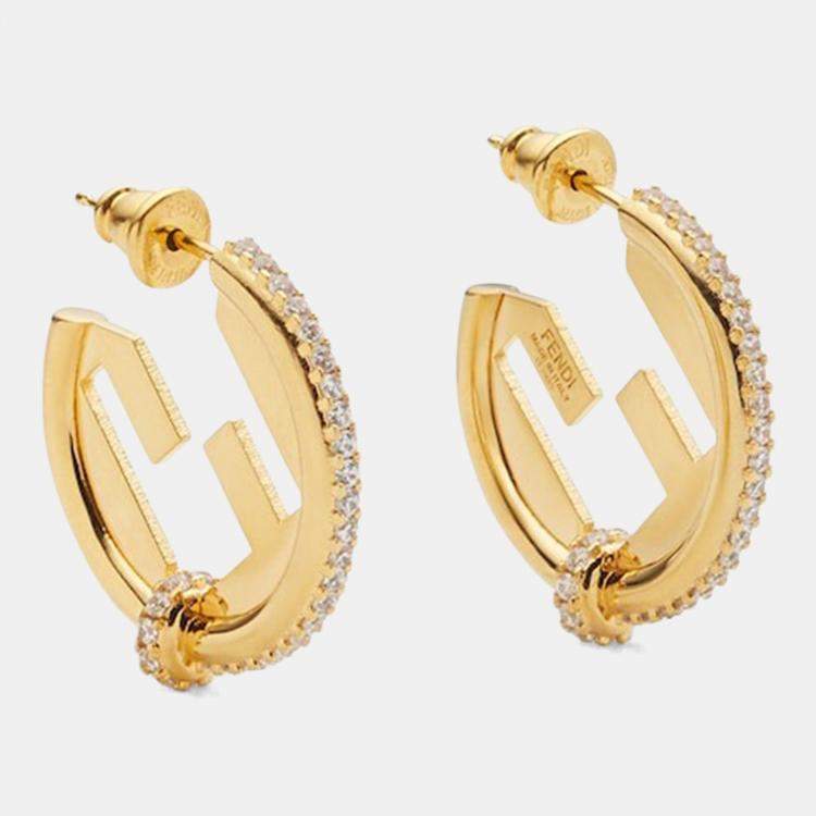 Pre Owned Fendi EverRound Gold Bronze Earrings