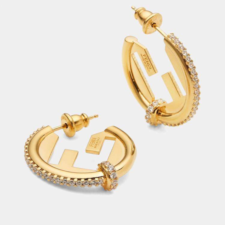 Pre Owned Fendi EverRound Gold Bronze Earrings