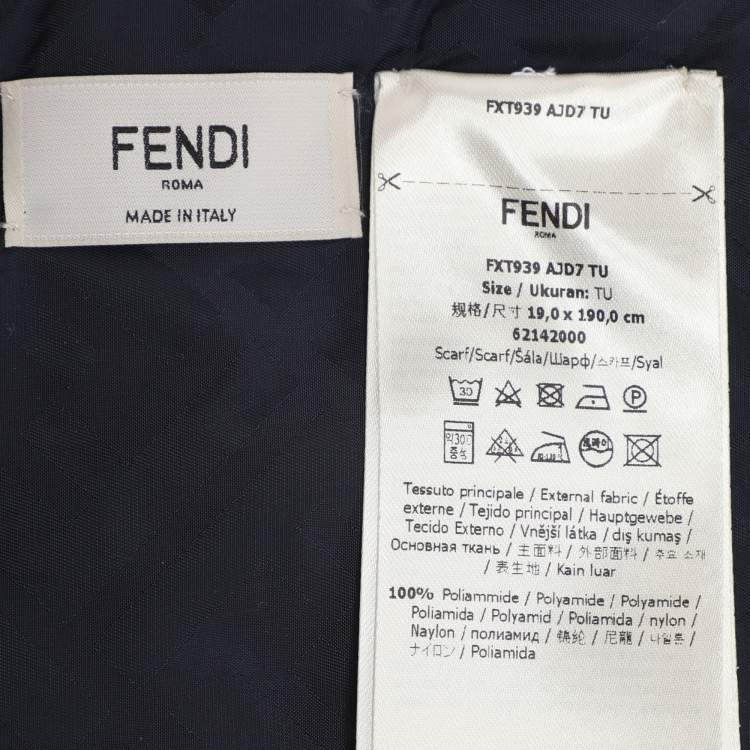 Pre Owned Fendi Navy Blue Printed Satin Muffler 