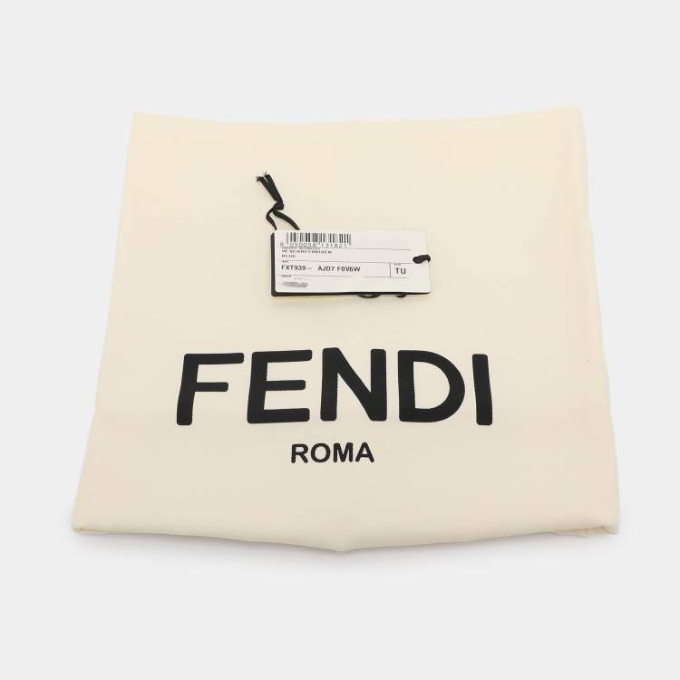 Pre Owned Fendi Navy Blue Printed Satin Muffler 