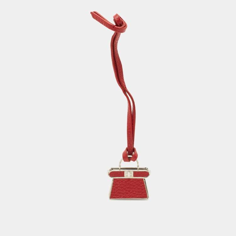 مملوكة مسبقًا Fendi Pico Peekaboo Bag Charm Red Leather and Metal