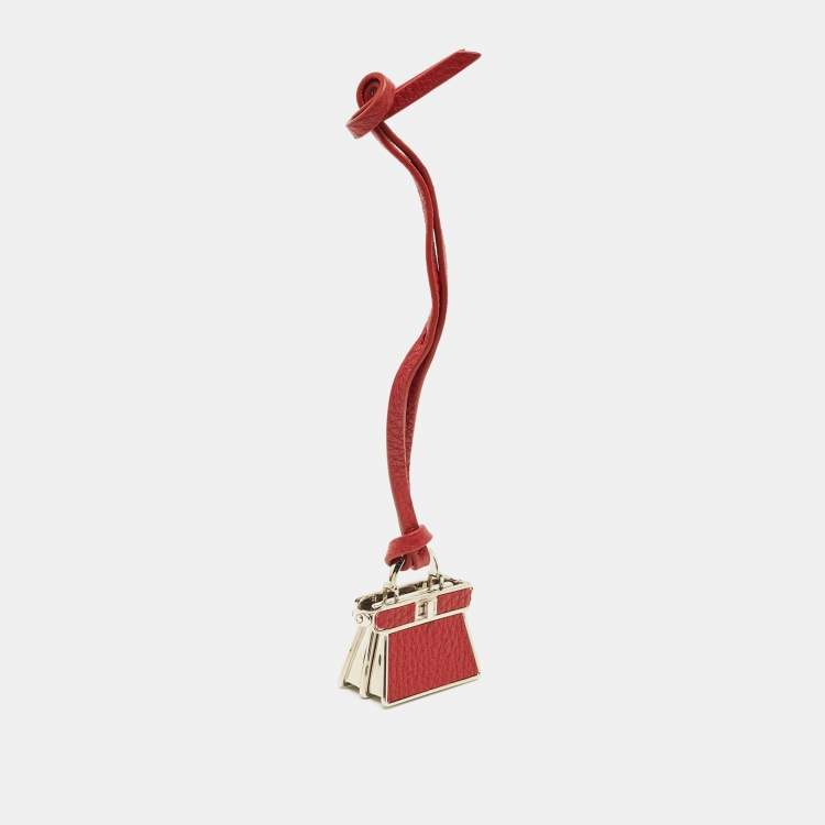 مملوكة مسبقًا Fendi Pico Peekaboo Bag Charm Red Leather and Metal