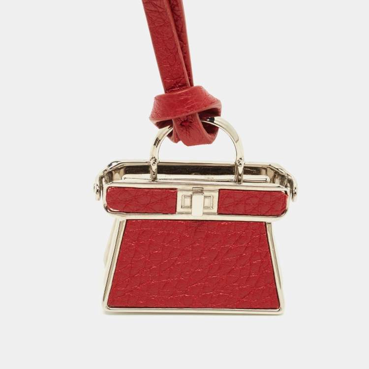 مملوكة مسبقًا Fendi Pico Peekaboo Bag Charm Red Leather and Metal