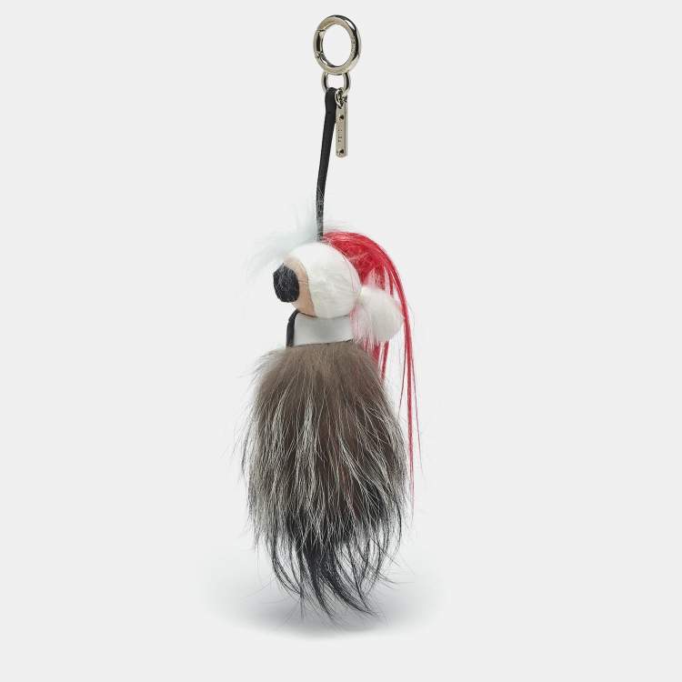 مملوكة مسبقًا Fendi Karlito Bag Charm Multicolor Fur and Leather