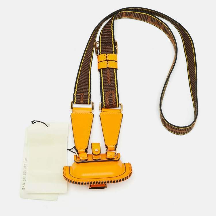 Pre Owned Fendi Baguette AirPods Pro Case Orange Leather