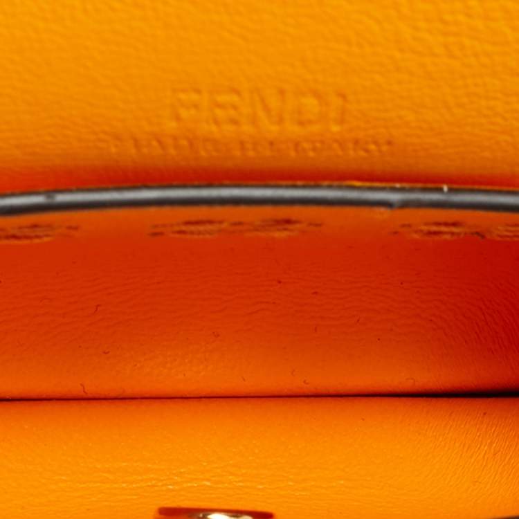 Pre Owned Fendi Baguette AirPods Pro Case Orange Leather