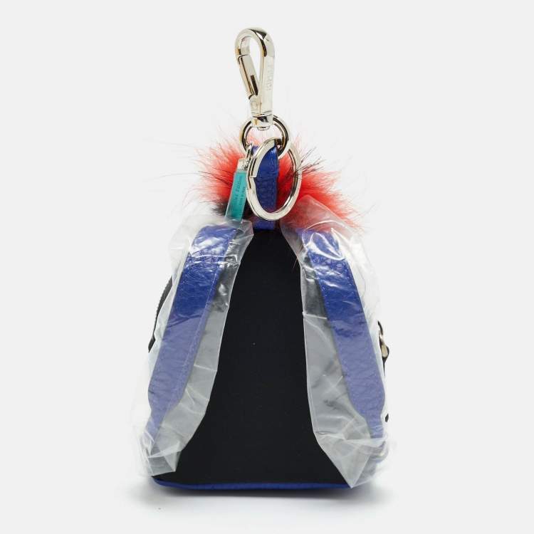 Pre Owned Fendi Monster Multicolor Micro Leather, Fur and Nylon Backpack Bag Charm