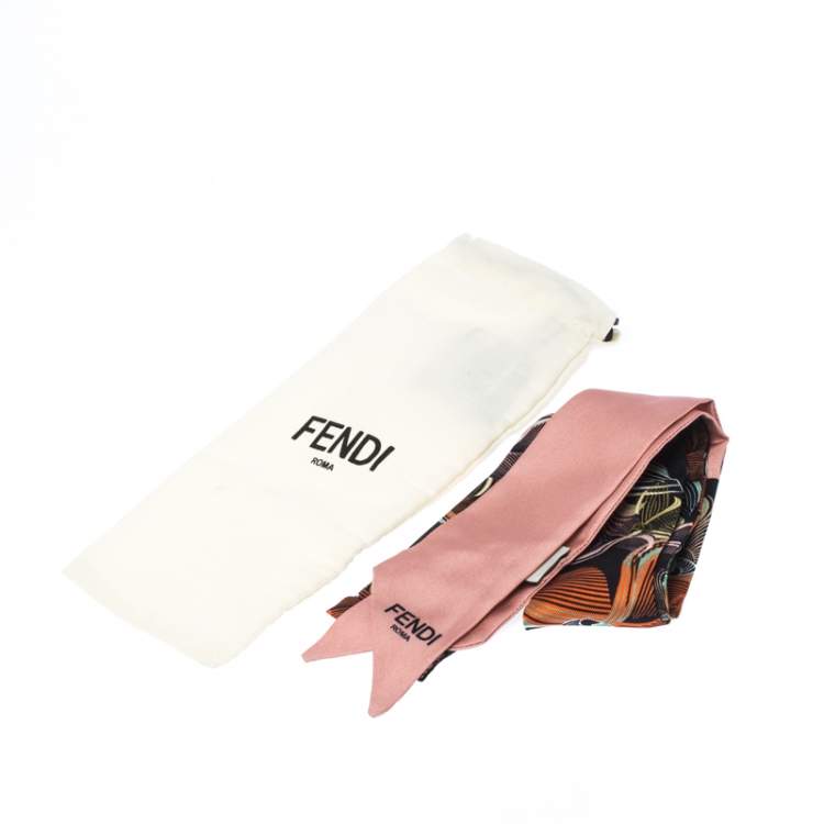 Pre Owned Fendi Mulitcolor Printed Silk Orchidea Bandeau Bubble Gum Scarf