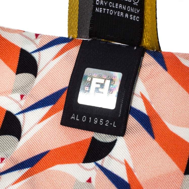 Pre Owned Fendi Peach Silk Creatures Bandeau Scarf