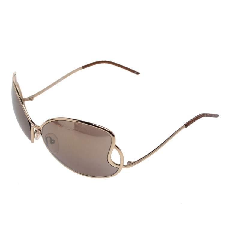 Pre Owned Fendi Pale Gold/Grey FS5178 Oversized Butterfly Sunglasses