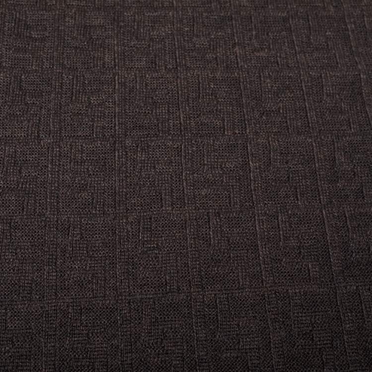 Pre Owned Fendi Brown Zucca Patterned Wool Stole