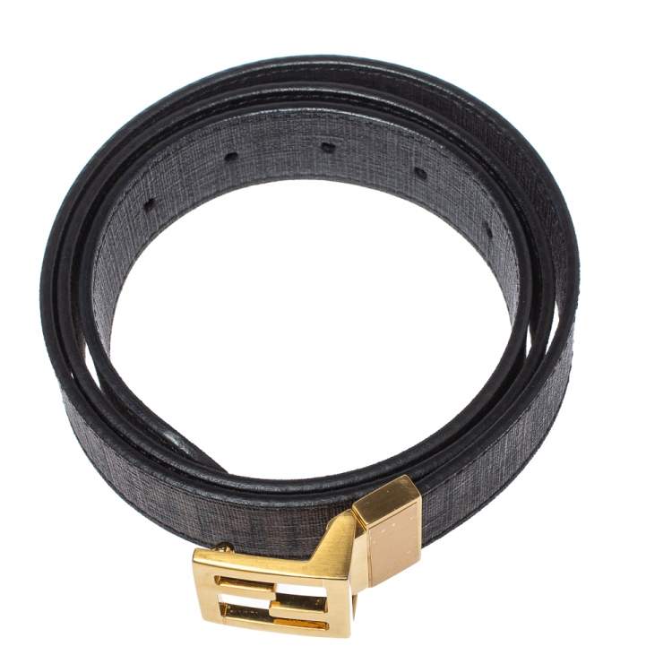 Pre Owned Fendi Tobacco Zucca Coated Canvas FF Buckle Belt 105 CM