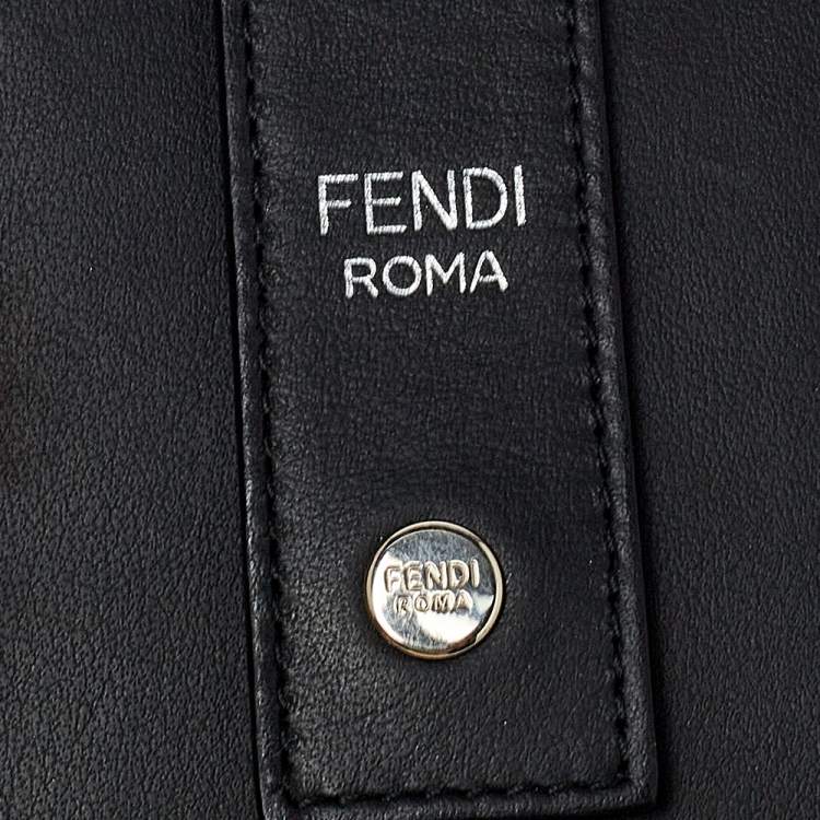 Pre Owned Fendi Black Leather Studded Monster Luggage Charm
