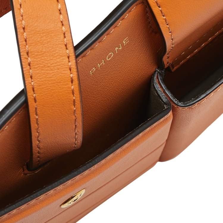 Pre Owned Fendi Orange Leather 2 Pockets Mini Bag