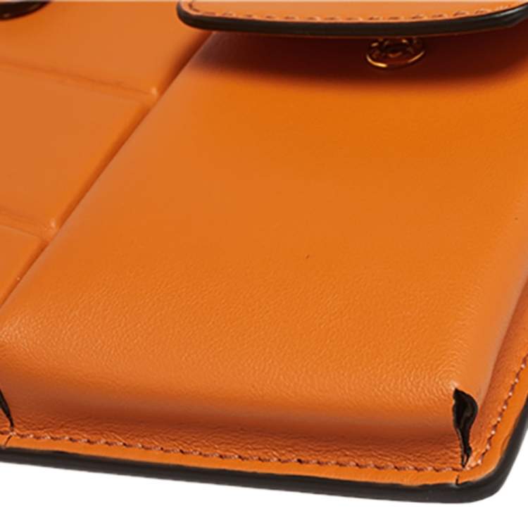Pre Owned Fendi Orange Leather 2 Pockets Mini Bag