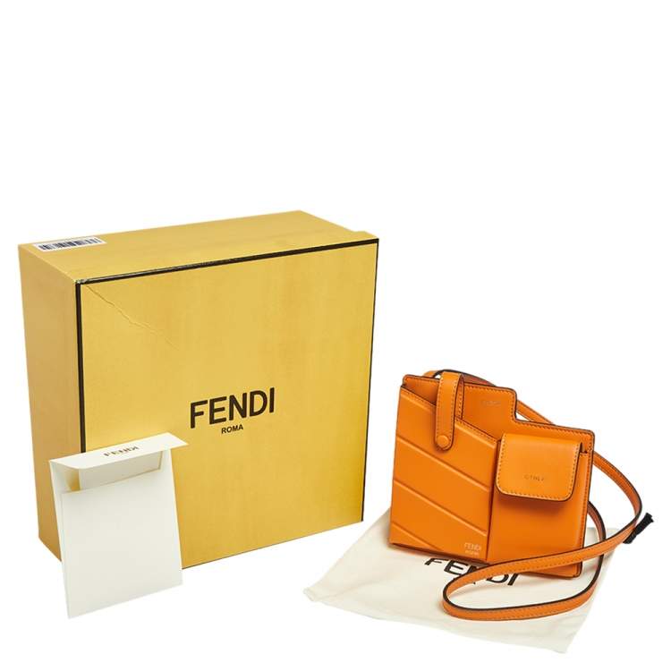 Pre Owned Fendi Orange Leather 2 Pockets Mini Bag