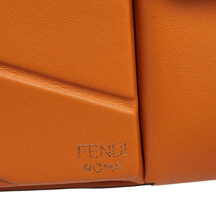 Pre Owned Fendi Orange Leather 2 Pockets Mini Bag