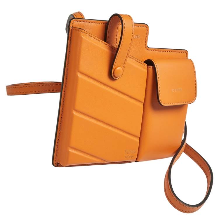 Pre Owned Fendi Orange Leather 2 Pockets Mini Bag