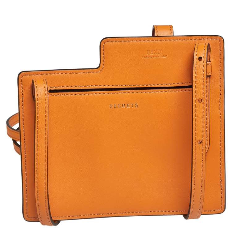 Pre Owned Fendi Orange Leather 2 Pockets Mini Bag