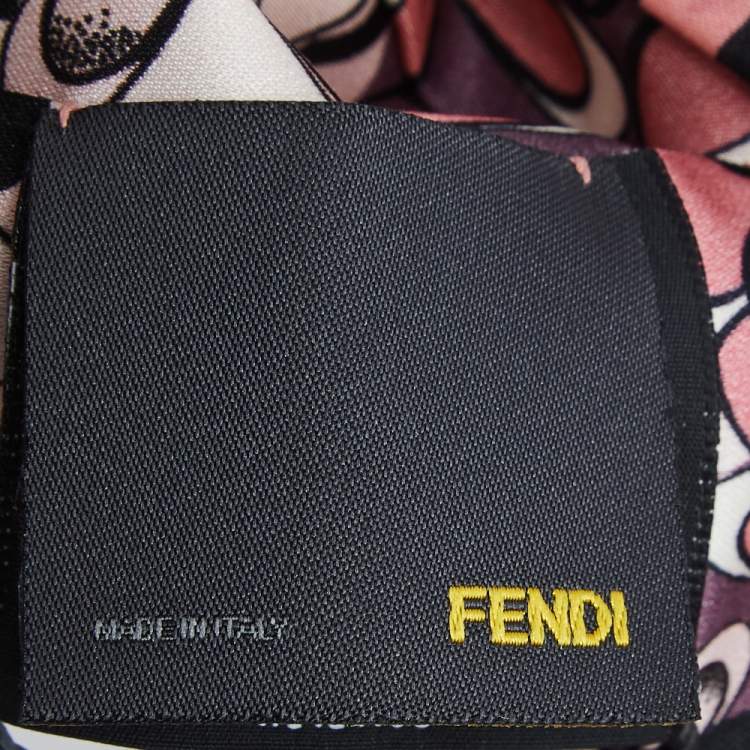 Pre Owned Fendi Pink Floral Print Silk Headband