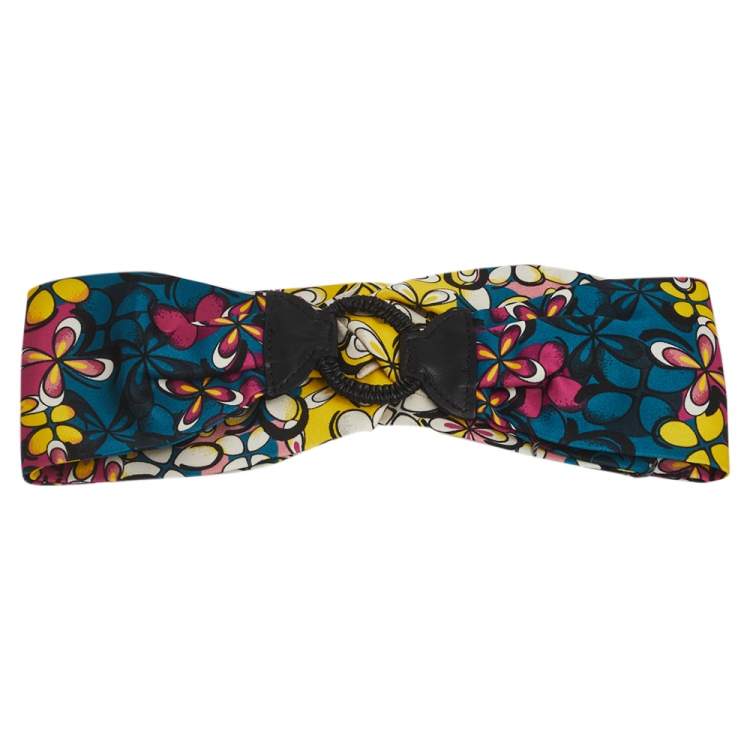 Pre Owned Fendi Multicolor Floral Print Silk Headband