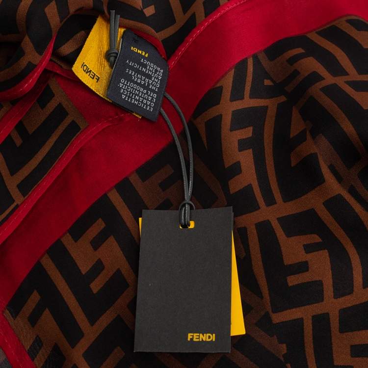 Pre Owned Fendi Brown Zucca Monogram Silk Scarf