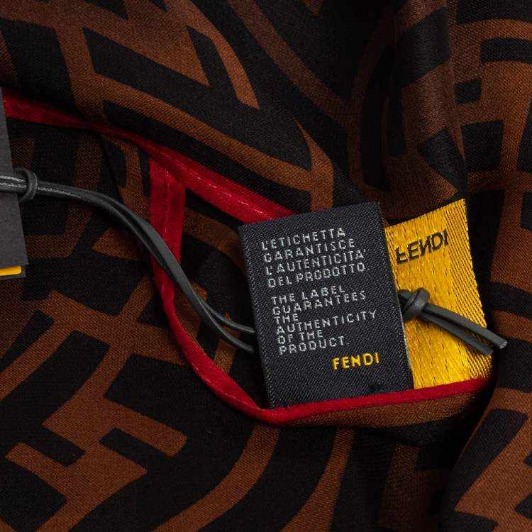 Pre Owned Fendi Brown Zucca Monogram Silk Scarf