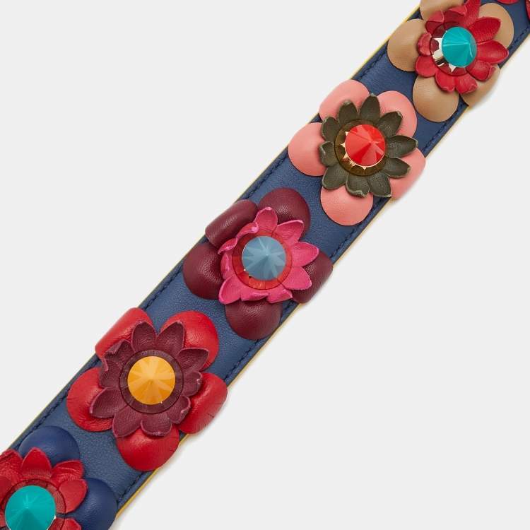 Pre Owned Fendi Multicolor Leather Flowerland Strap You Shoulder Bag Strap