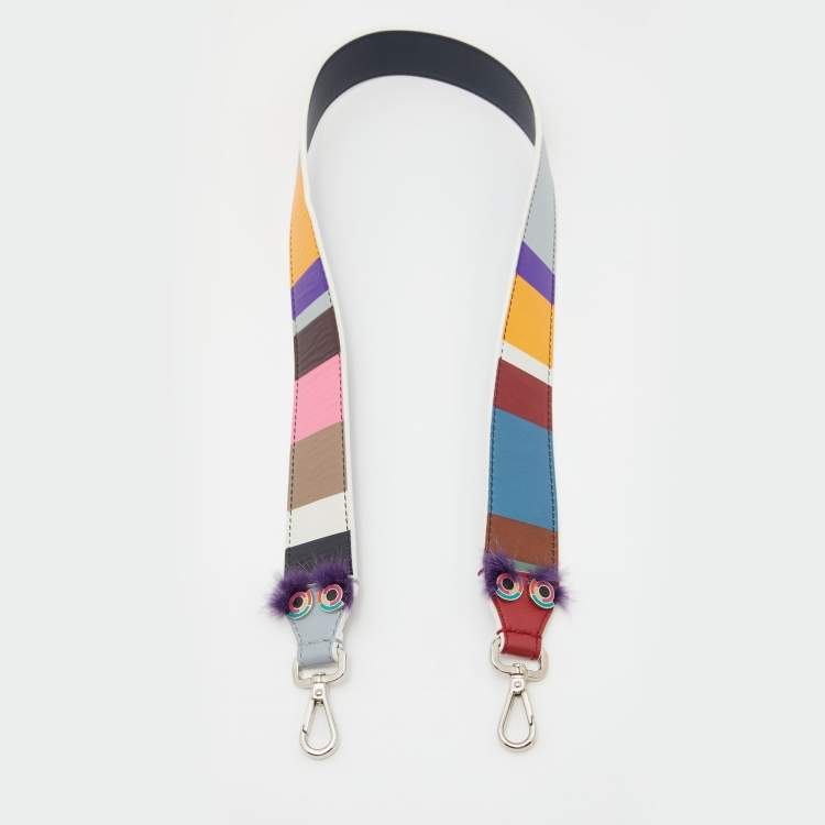 Fendi Multicolor Stripe Printed Leather Monster Bag Strap