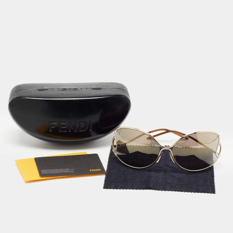 Pre Owned Fendi Pale Gold/Grey FS5178 Oversized Butterfly Sunglasses
