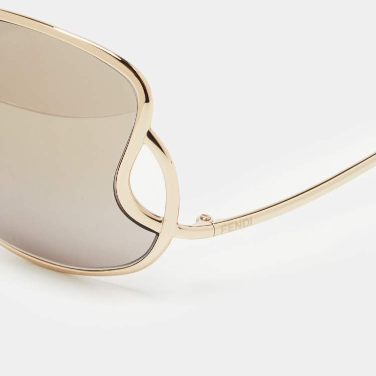 Pre Owned Fendi Pale Gold/Grey FS5178 Oversized Butterfly Sunglasses