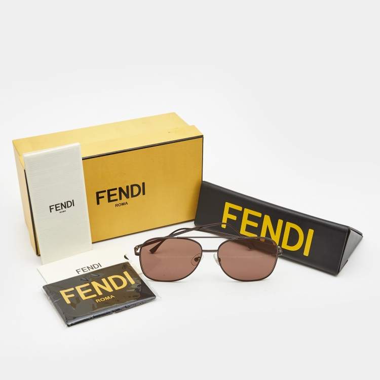 Pre Owned Fendi Dark Brown FF 0378/G/S Square Sunglasses
