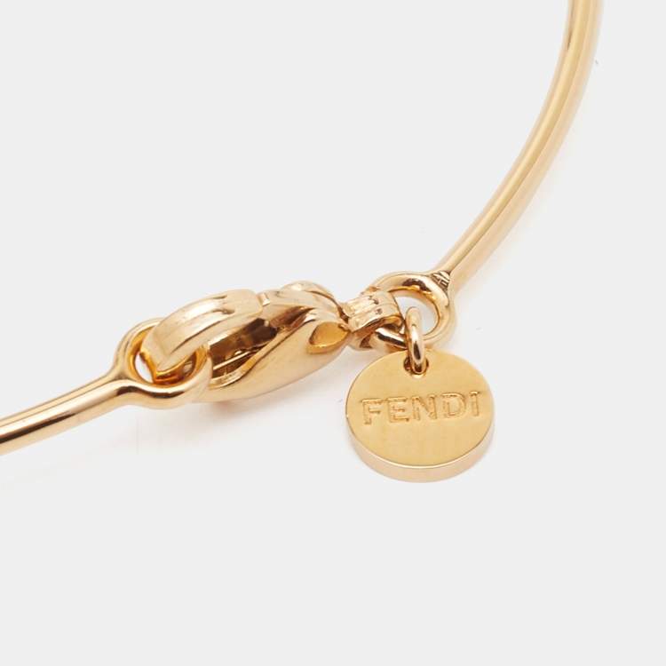 Pre Owned Fendi F is Fendi Gold Tone Narrow Bangle Bracelet S