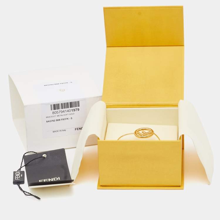 Pre Owned Fendi F is Fendi Gold Tone Narrow Bangle Bracelet S