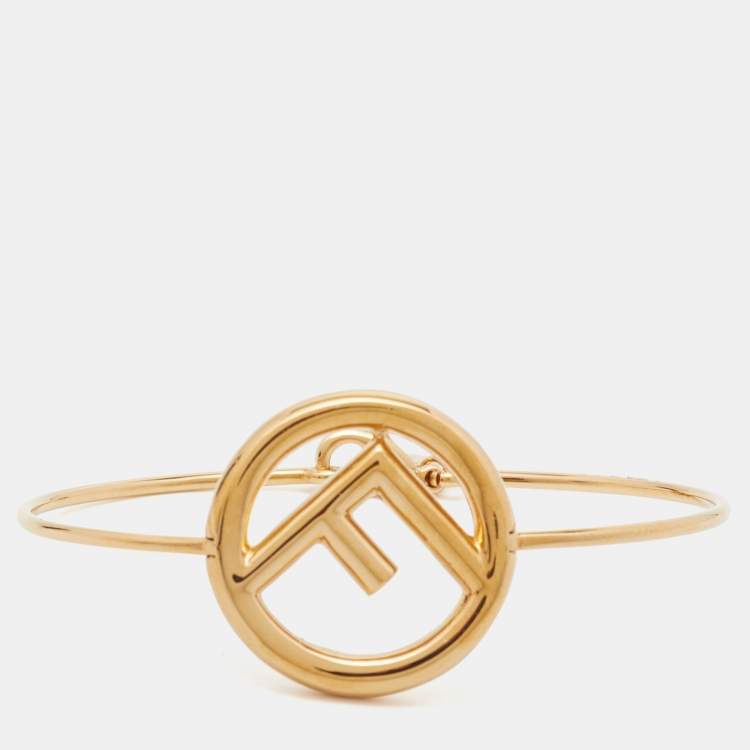 Pre Owned Fendi F is Fendi Gold Tone Narrow Bangle Bracelet S