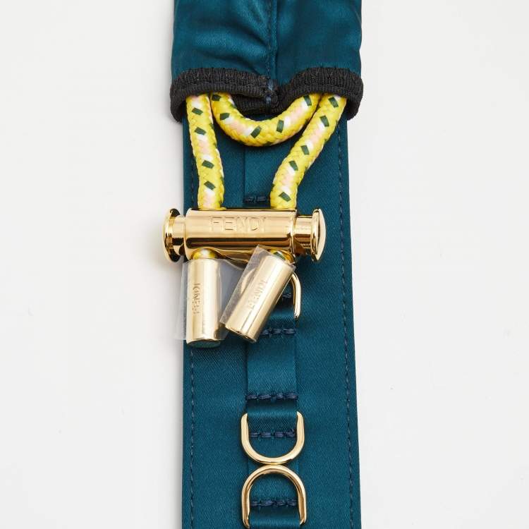 Pre Owned Fendi Teal Blue Satin Adjustable Belt 